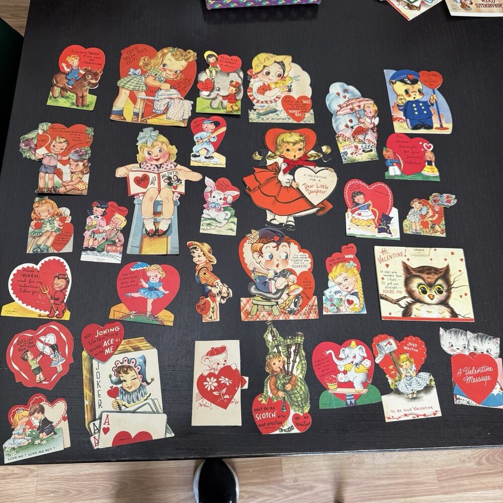 Lot of 30 Vintage Valentine’s Day Cards mid century many kinds 1940’s plus